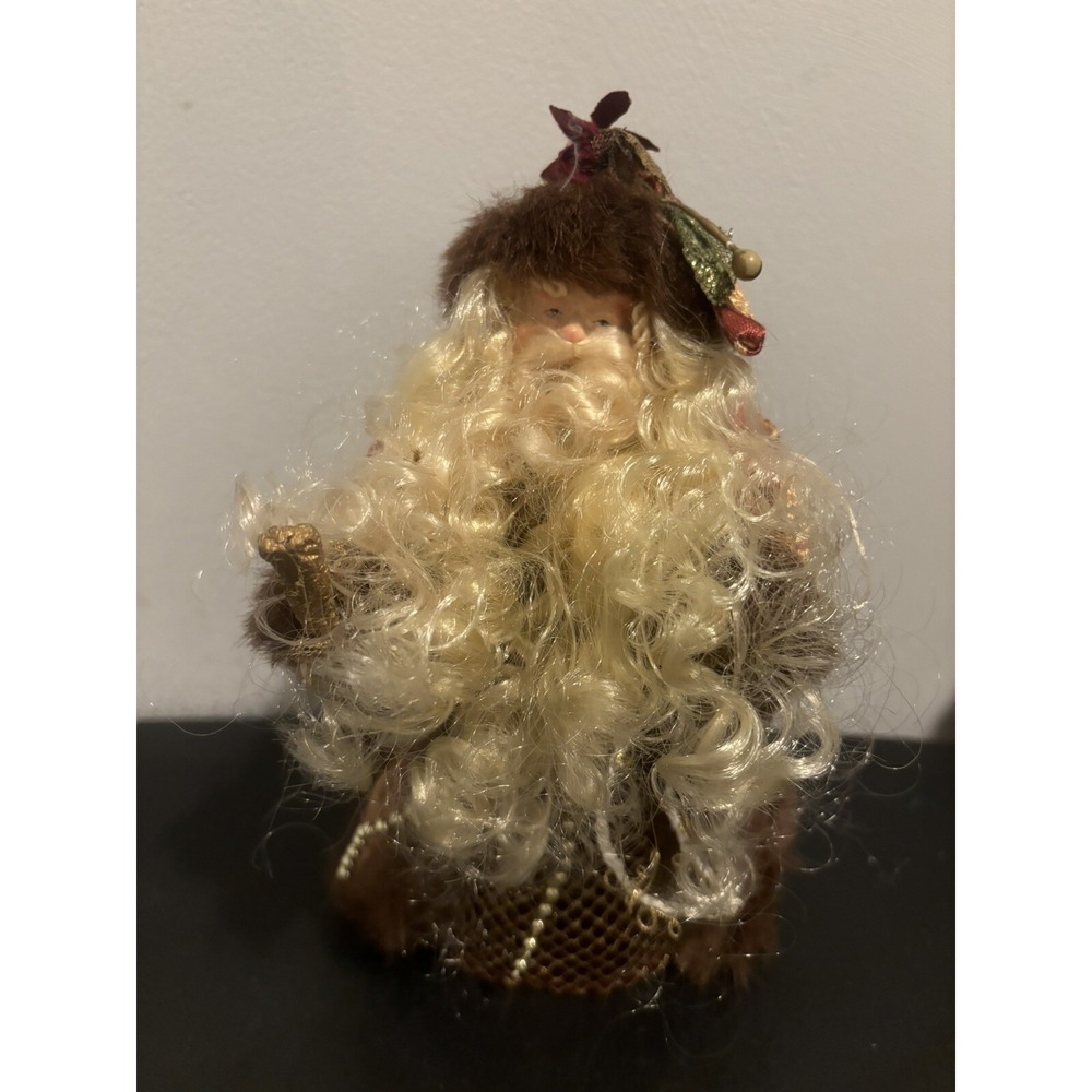 Santa Claus Christmas Tree Topper w/ Robe Red Old Kris Kringle St Nick Beard